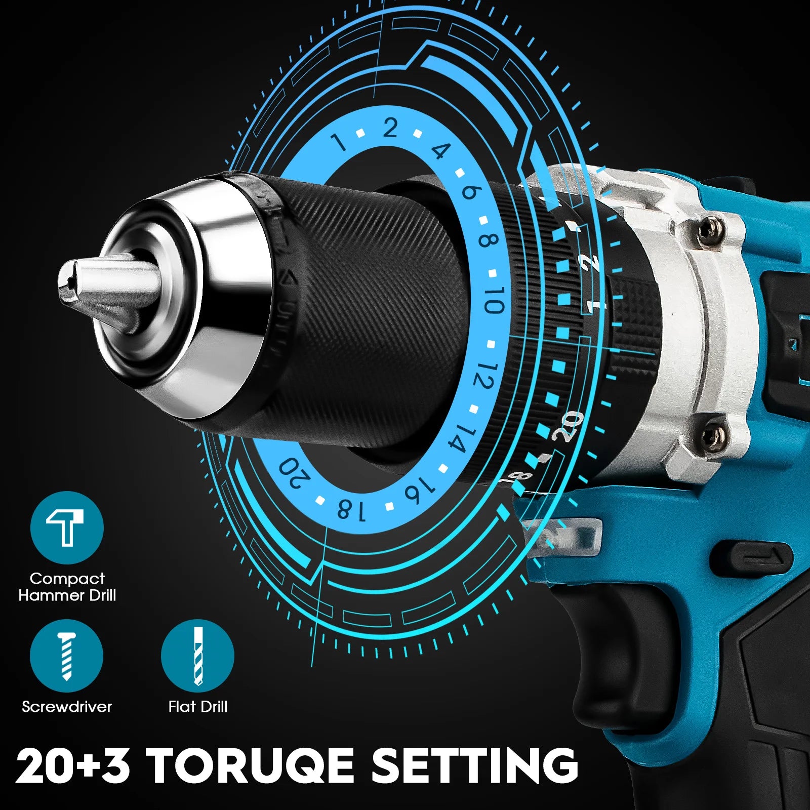 650NM 13MM Brushless Electric Drill 20+3 Torque Cordless Impact Drill Hammer Electric Screwdriver For Makita 18V Battery