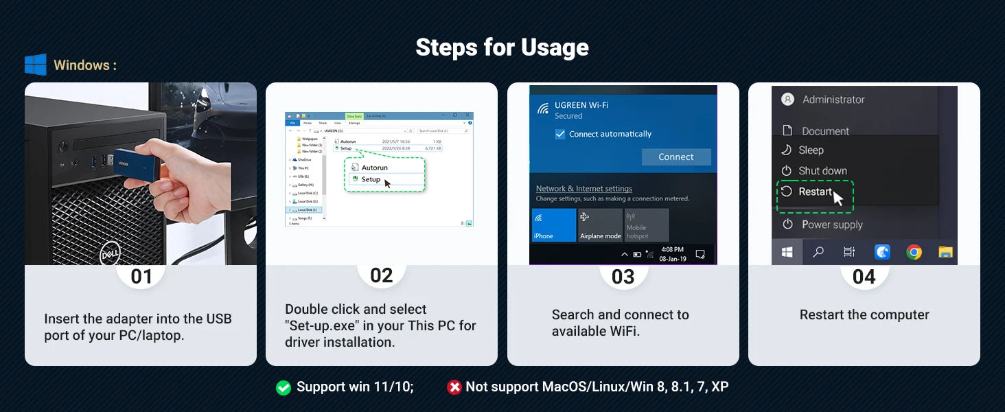 USB WiFi UGREEN AX900 - Bộ chuyển đổi mạng tốc độ cao