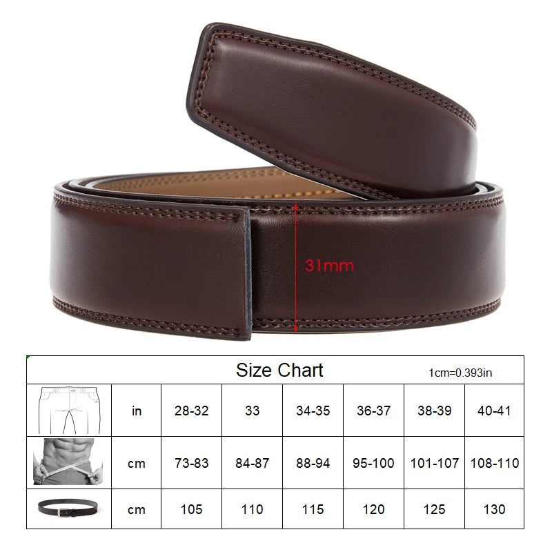 VATLTY Men's Cowhide Belt with Automatic Buckle 30mm High Quality