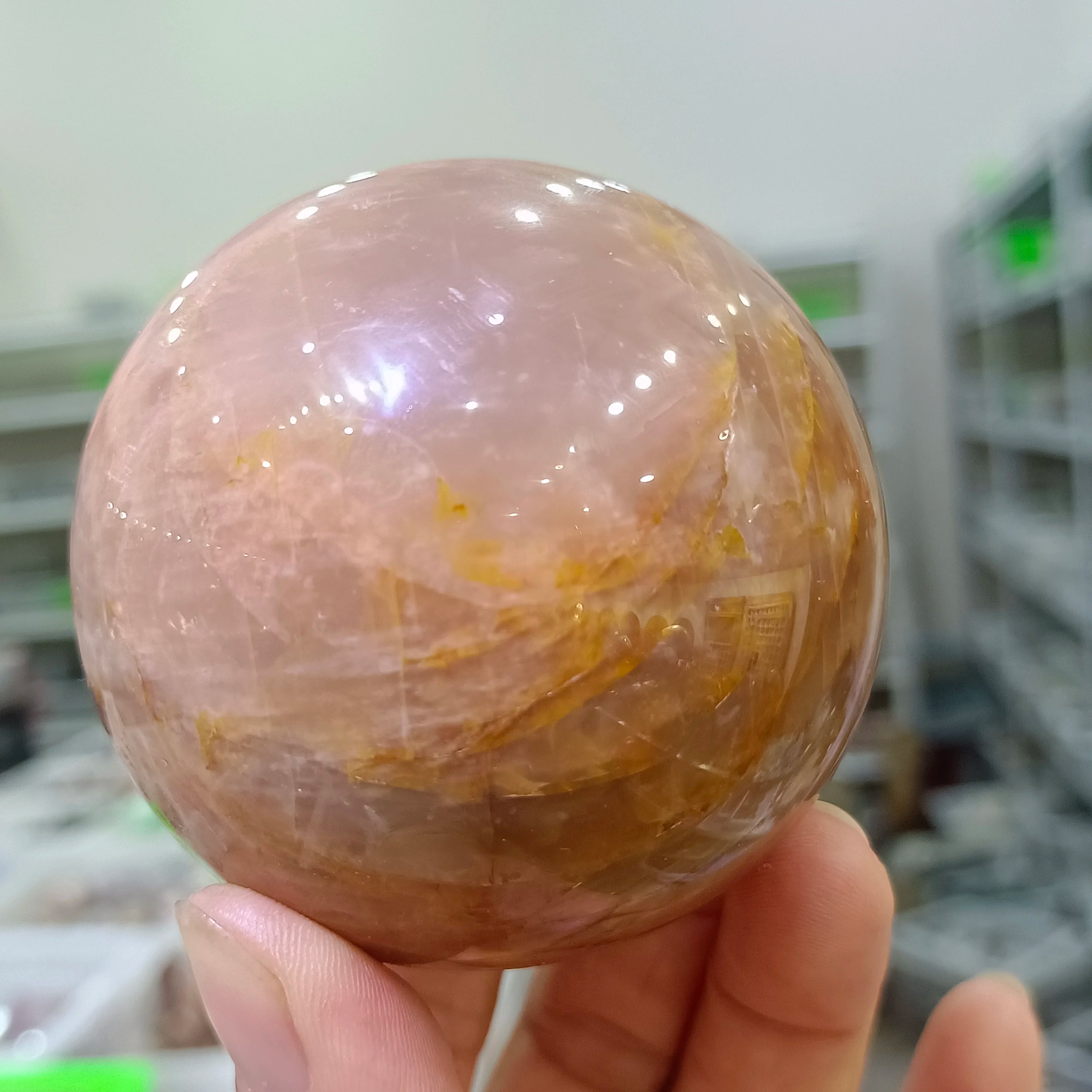 Natural Orange Moonstone Ball Therapy Decor