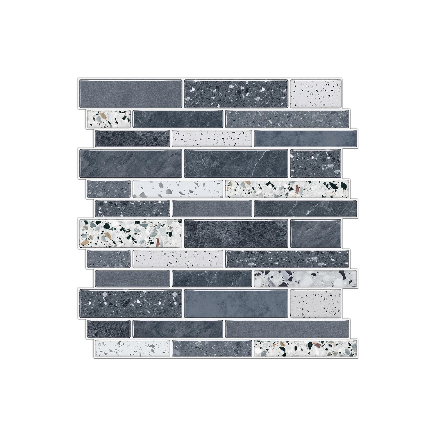 1/12pcs Classic Black And White Tile Marble Room Decoration Kitchen Living Room Waterproof Self-Adhesive Wall Sticker Detachable