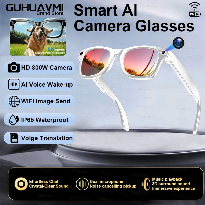 AI Smart Glasses 2025: Sharp Camera &amp; Bluetooth Music