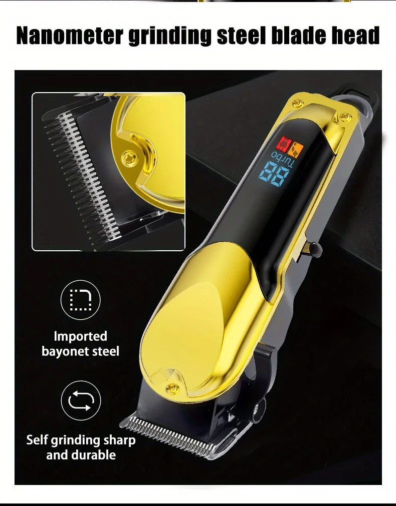 Bộ Tông Đơ Cắt Tóc Nam Chuyên Nghiệp LCD Sạc USB