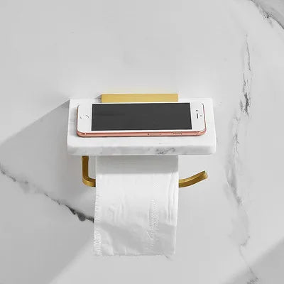Bathroom Paper Holder Gold and White Marble Bathroom Paper Roll Holder Tissue Holder Box  Rack Toilet Paper Holder Tissue Boxes - Daisan Mart