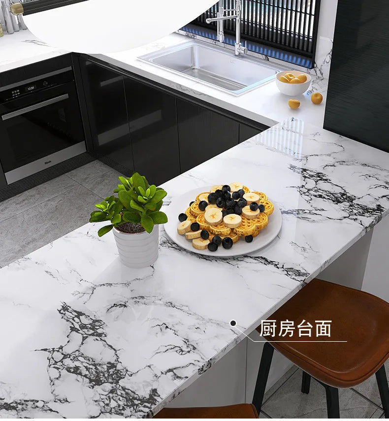 60cm Marble Vinyl Film Self Adhesive Wallpaper Bathroom Kitchen Cupboard Countertops Contact Paper PVC Waterproof Wall Stickers