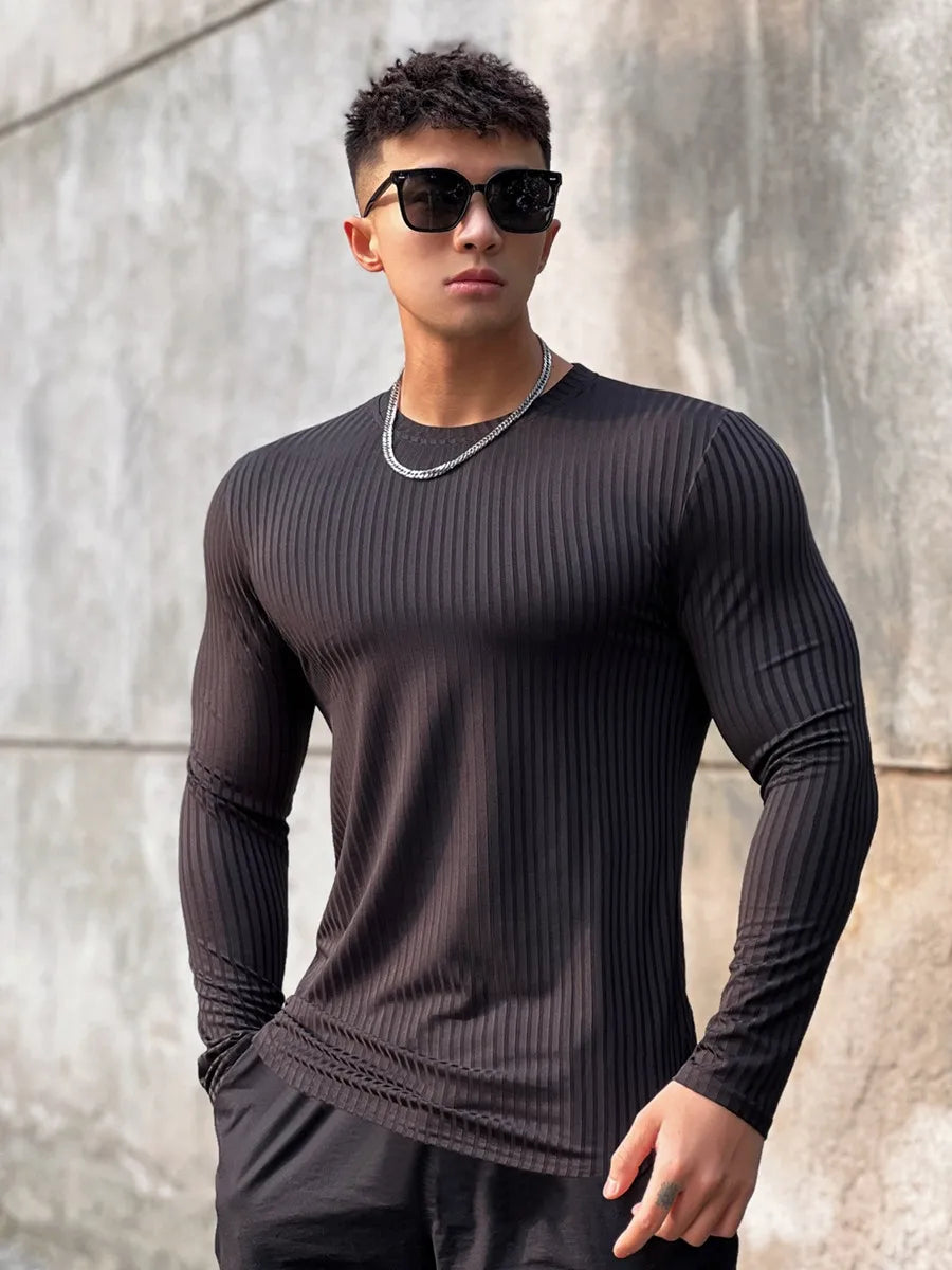 Men's Gym Fitness Long Sleeve Sports Shirt Quick Dry