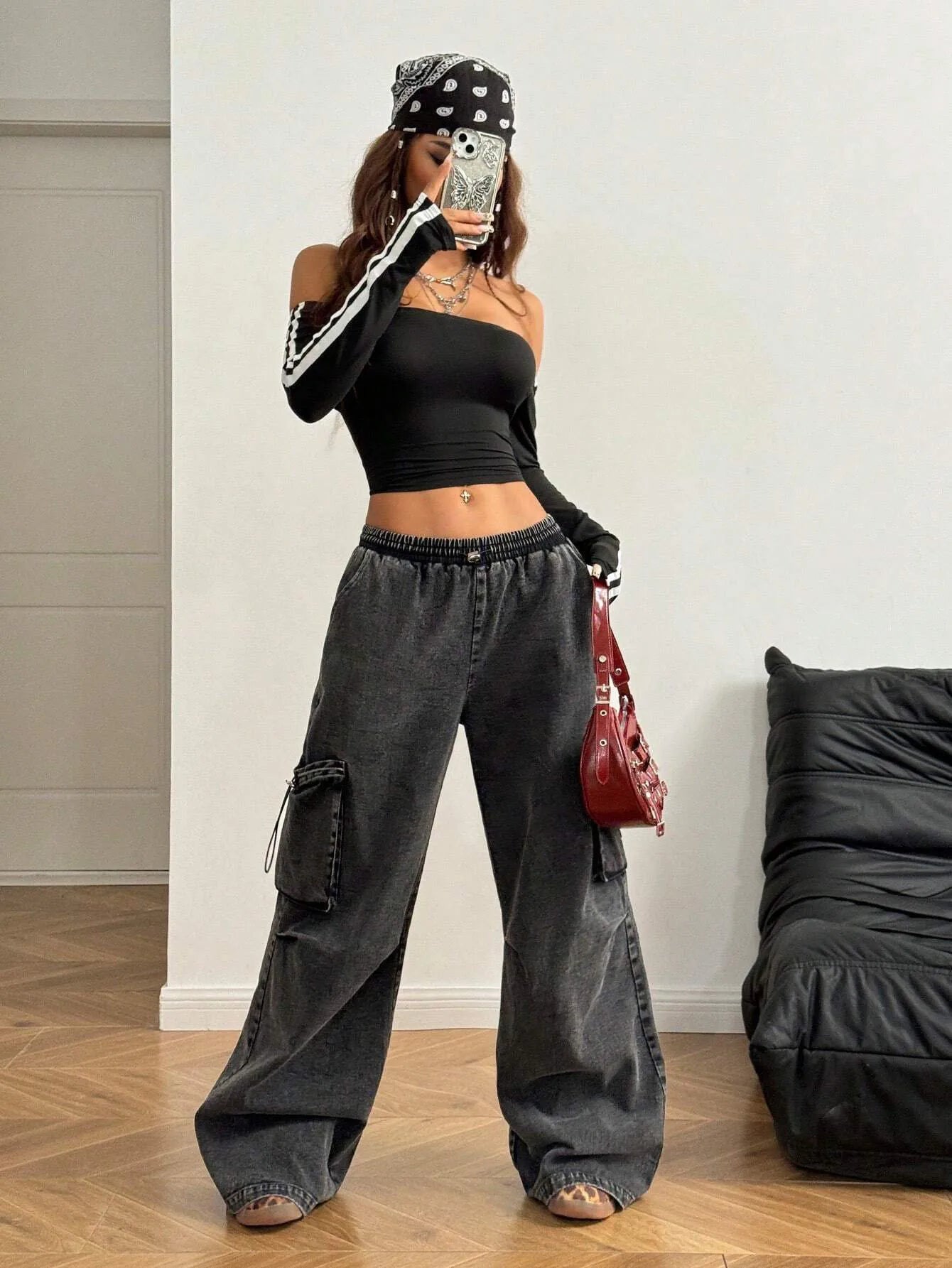 Women's Sexy Off-Shoulder Y2K Bodycon T-Shirt Fall Winter 2025