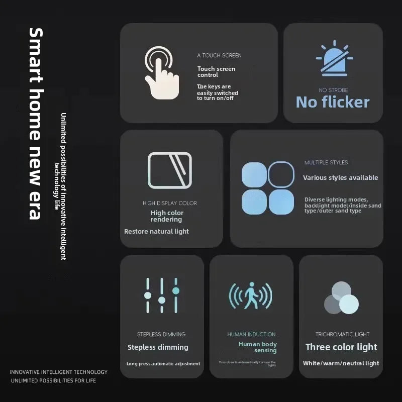 50CM Smart LED Mirror Anti-Fog Touch Sensor