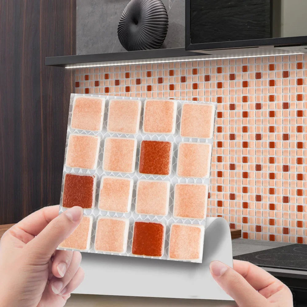 10pcs/set 3D Mosaic Tiles Sticker Self Adhesive Waterproof Wall-Tiles for Kitchen Bedroom Bathroom Walls Backsplashes Decoration