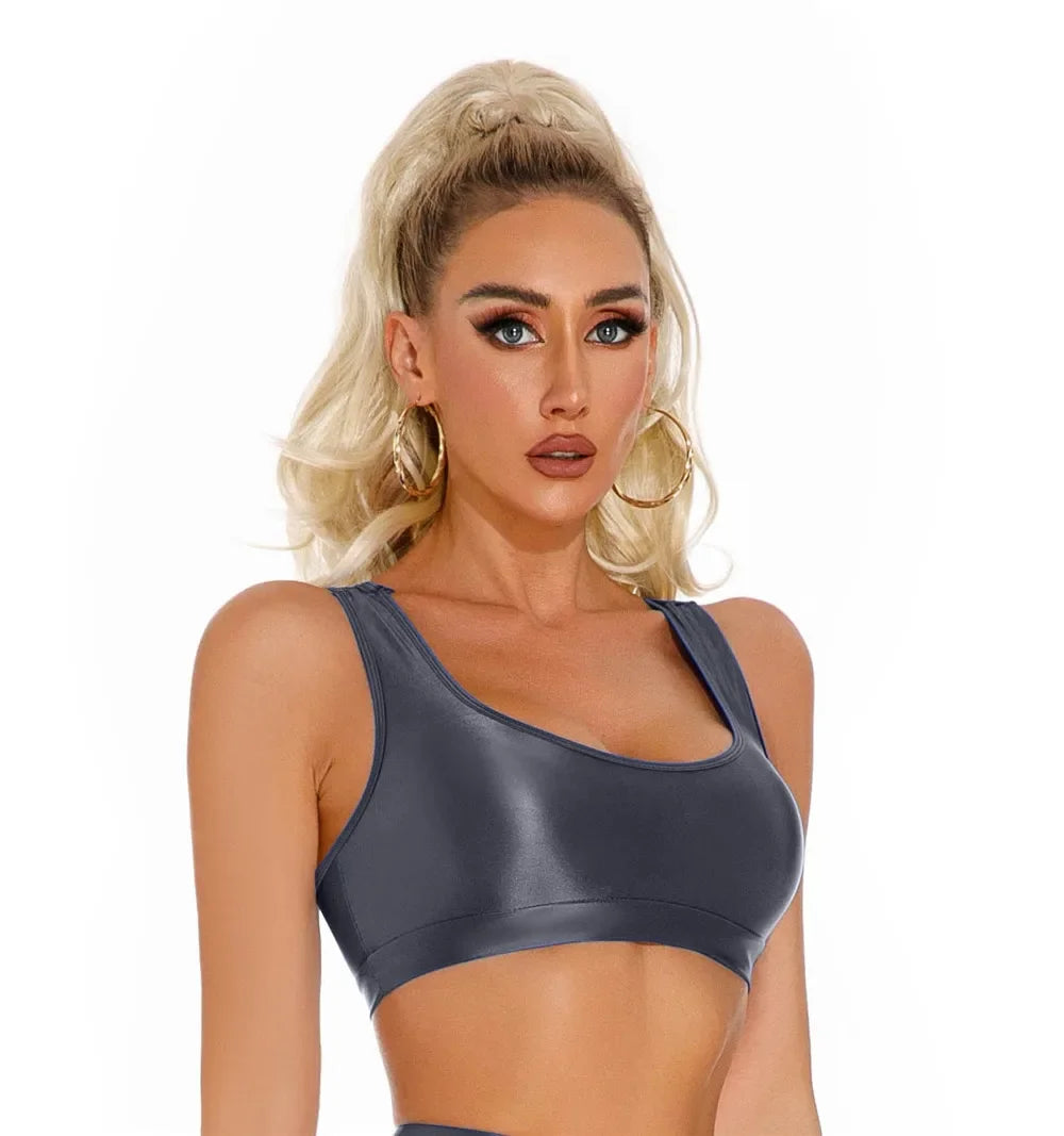 Women's Sexy Crop Top Bodycon Sports U-Neck