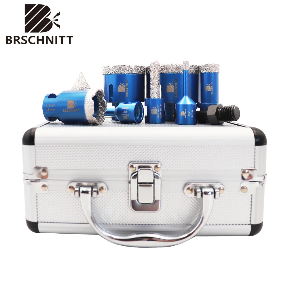 BRSCHNITT 9Pcs Diamond Drill Bit Set for Ceramic Marble Granite Tile Hole Saw Kit 58 Thread Milling Bit for Drilling