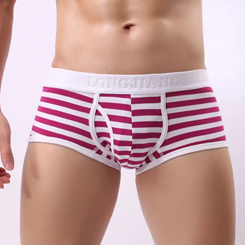 Men's Striped Cotton Boxer Briefs - Cool 4-Corner Boxer