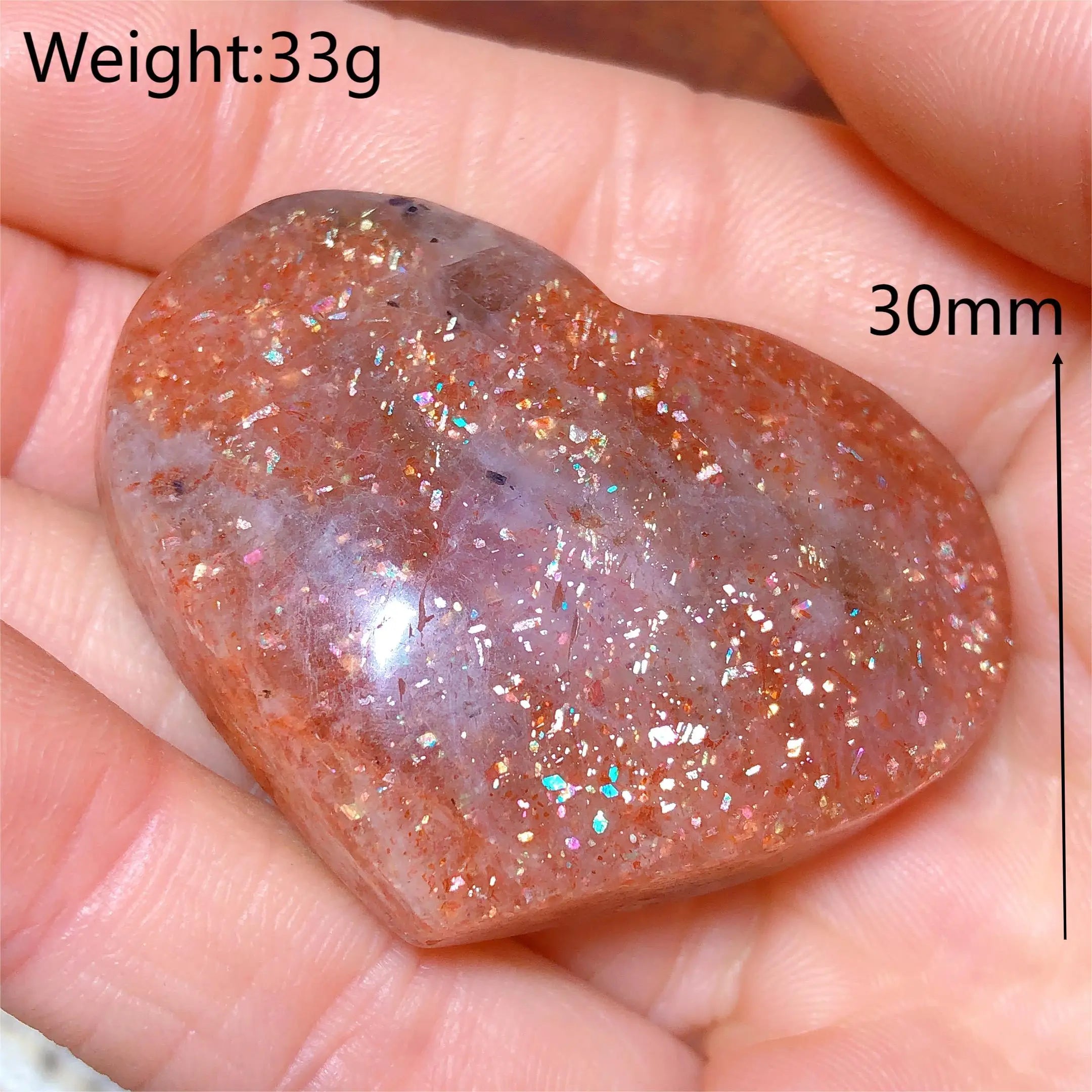 Natural Sunstone Heart Shaped Healing Decoration