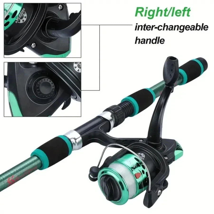 Travel Fishing Set: Telescopic Rod, Reel, Lures &amp; Hooks