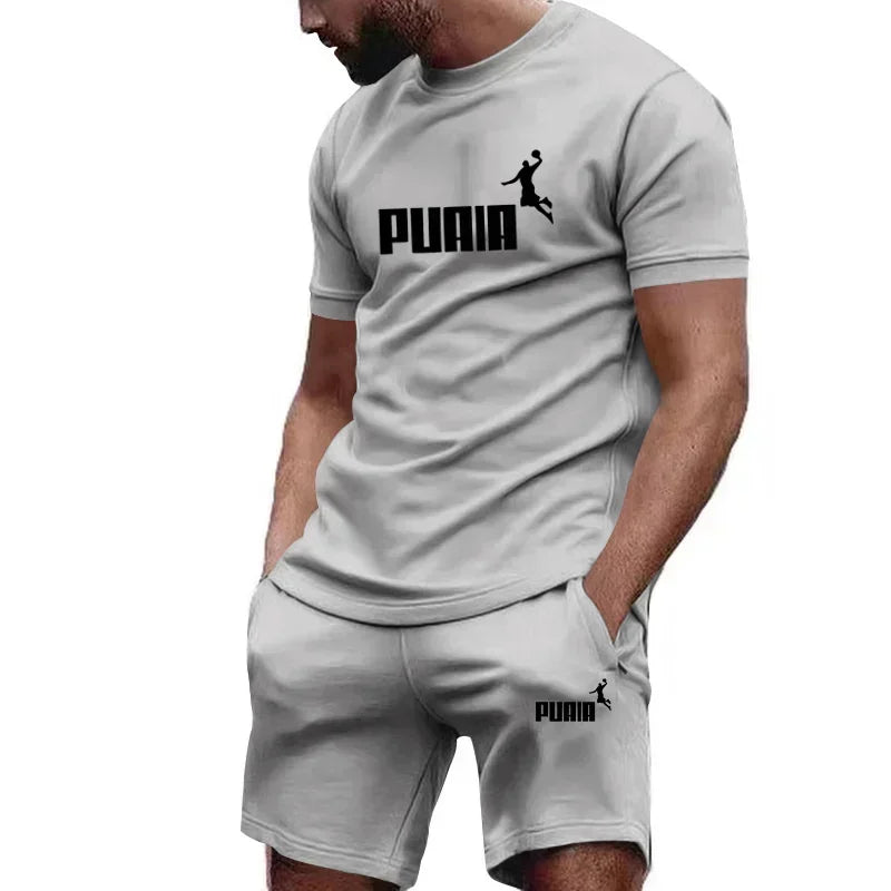 Men's Summer Sports Set - Short Shirt + Breathable Pants
