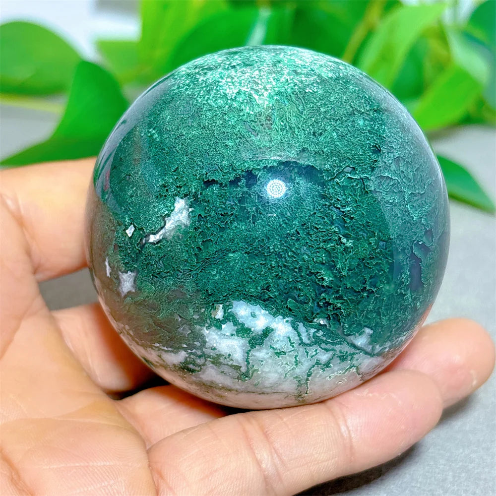 Quả Cầu Mã Não Rêu Đá Tự Nhiên - Trang Trí & Chữa Lành - Daisan Mart