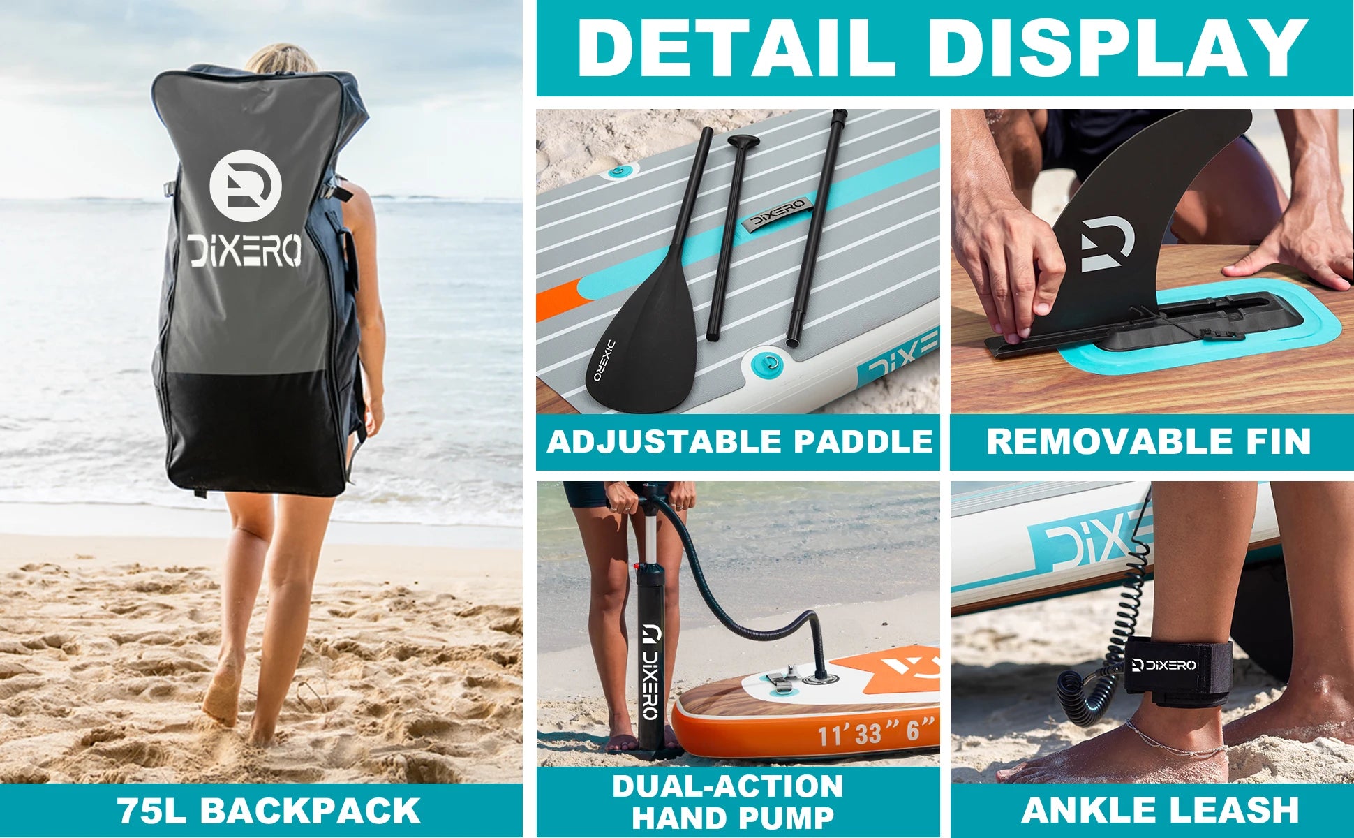 Ván SUP Bơm Hơi DIXERO 11’’ Chống Nước Kèm Phụ Kiện