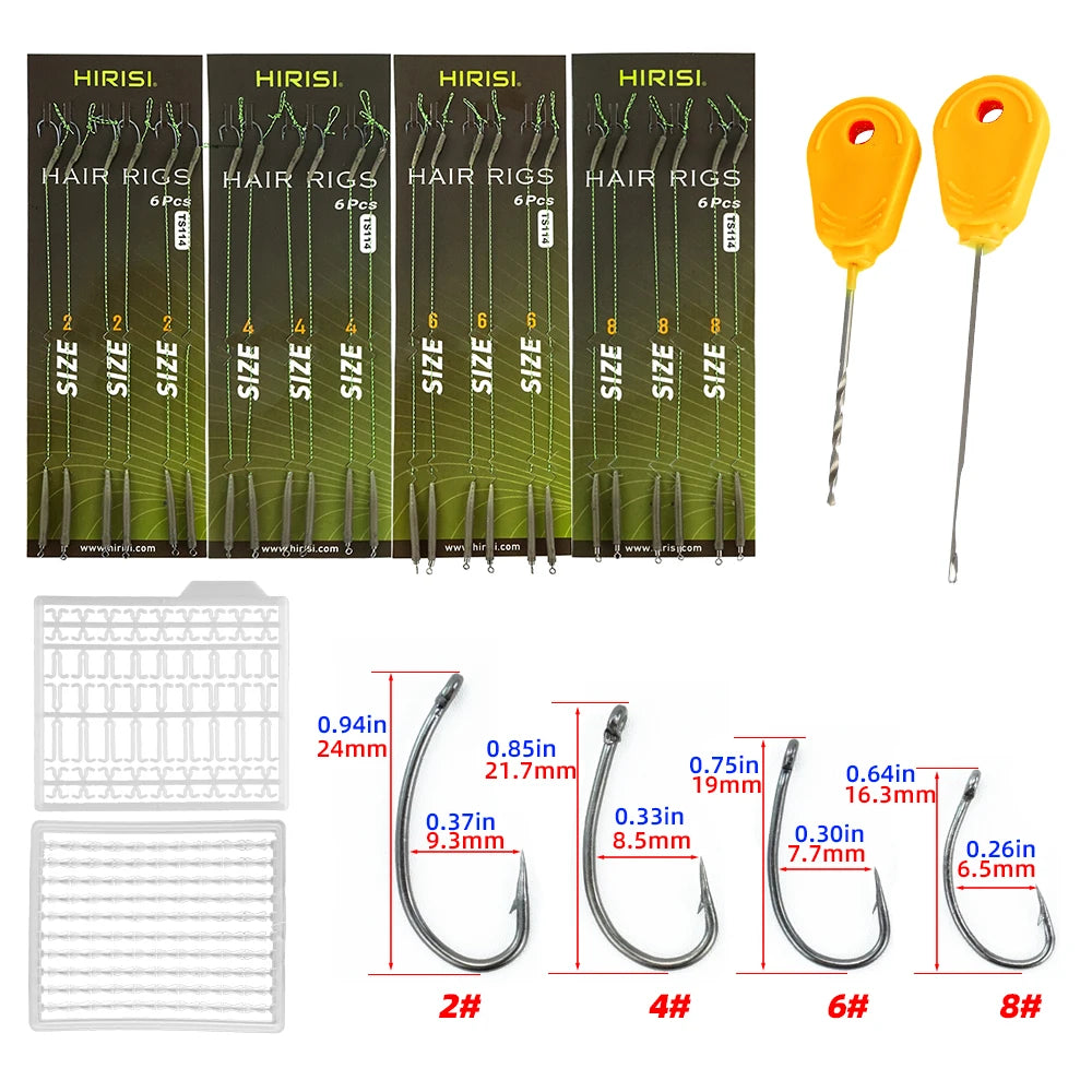 Lưỡi Câu Cá Chép HIRISI Thép Carbon, Dây Bện, Có Ngạnh