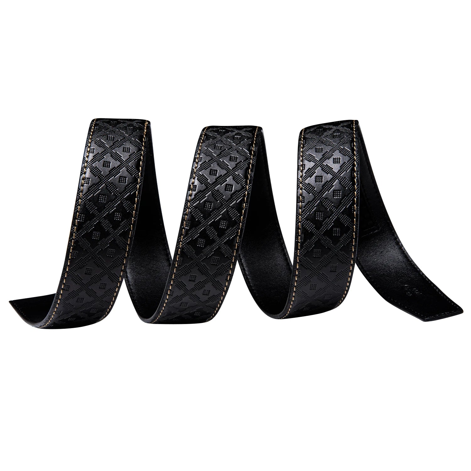 High quality black cowhide men's belt with automatic buckle 130cm