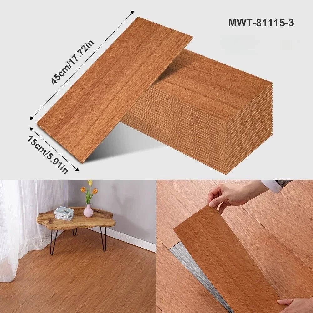 45x15cm Floor Sticker Wall Sticker Modern Self-adhesive Thick PVC Wood Grain Floor Sticker Living Room Bedroom Decoration