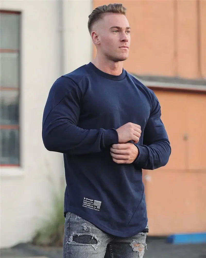 Men's Slim Fit Long Sleeve Gym T-Shirt Fashion 2025