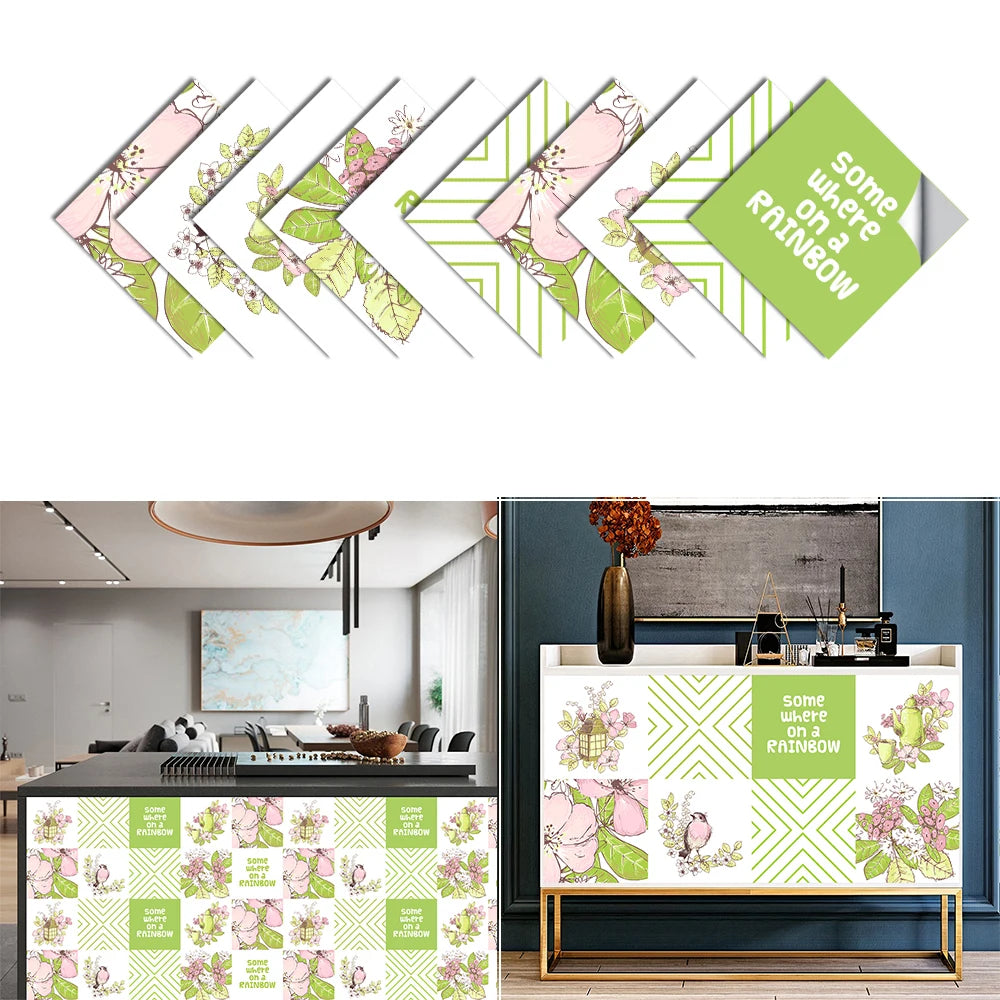 10 Pieces PVC Blue Gray Brick Wall Stickers