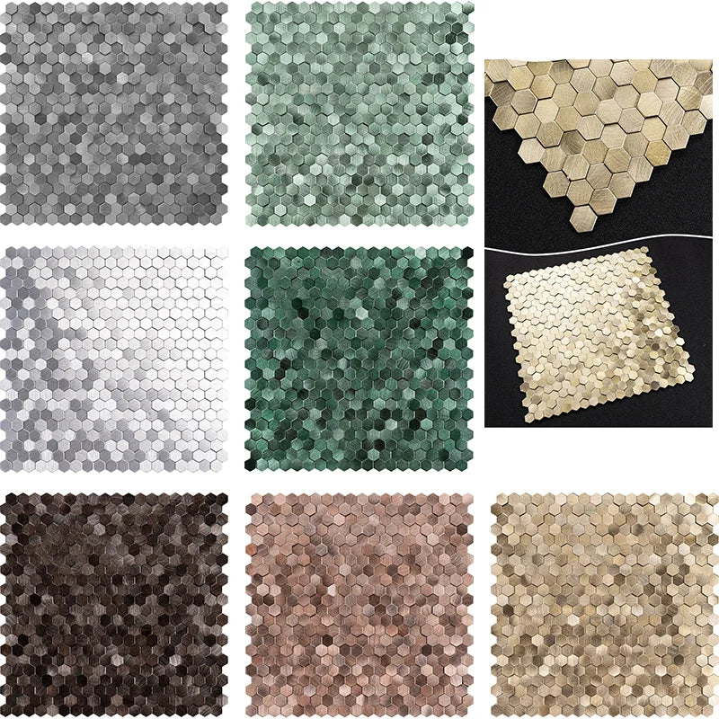 Mosaic Decorative Wall Stickers Aluminum-plastic Panel Self-Adhesive Moisture-proof Fireproof Bathroom Hexagon Tile Decoration
