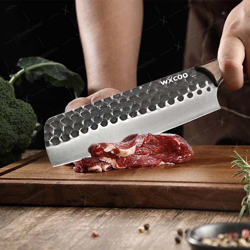 2-Sided Moisture-Proof Wooden Cutting Board + Stainless Steel Kitchen Knives and Cutlery