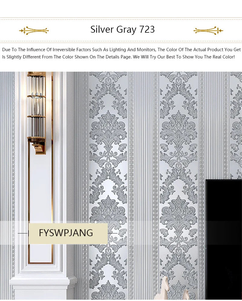 European 3D Wallpaper for Luxury Bedroom &amp; Living Room
