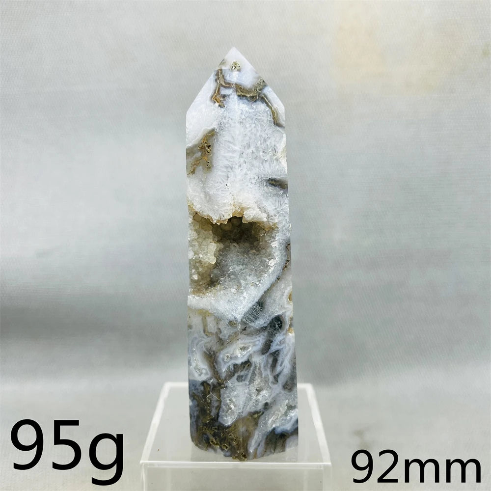 Natural Moss Agate Tower - Super Energy