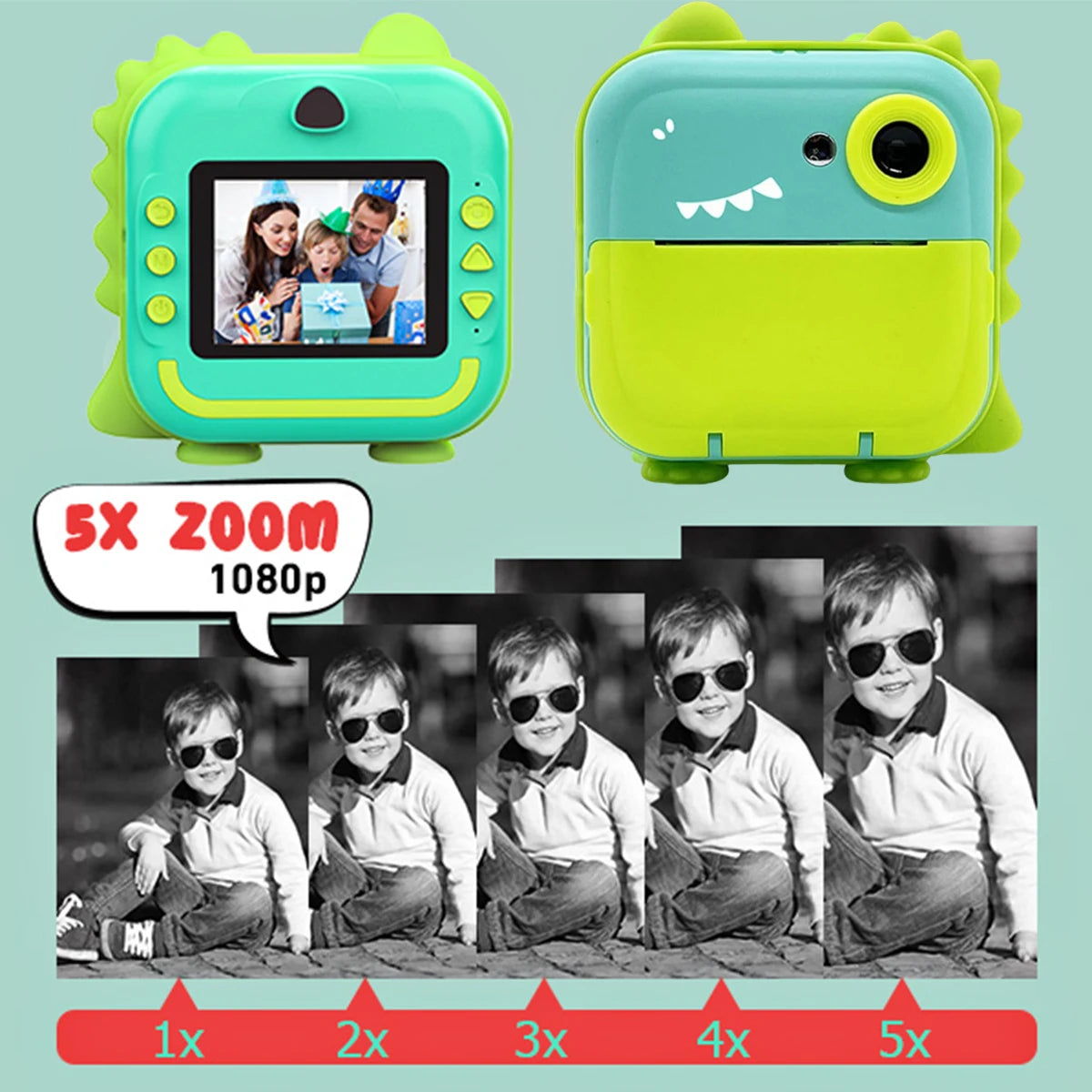 Fast Printing Camera for Kids - Inkless Sticker Photo Printing