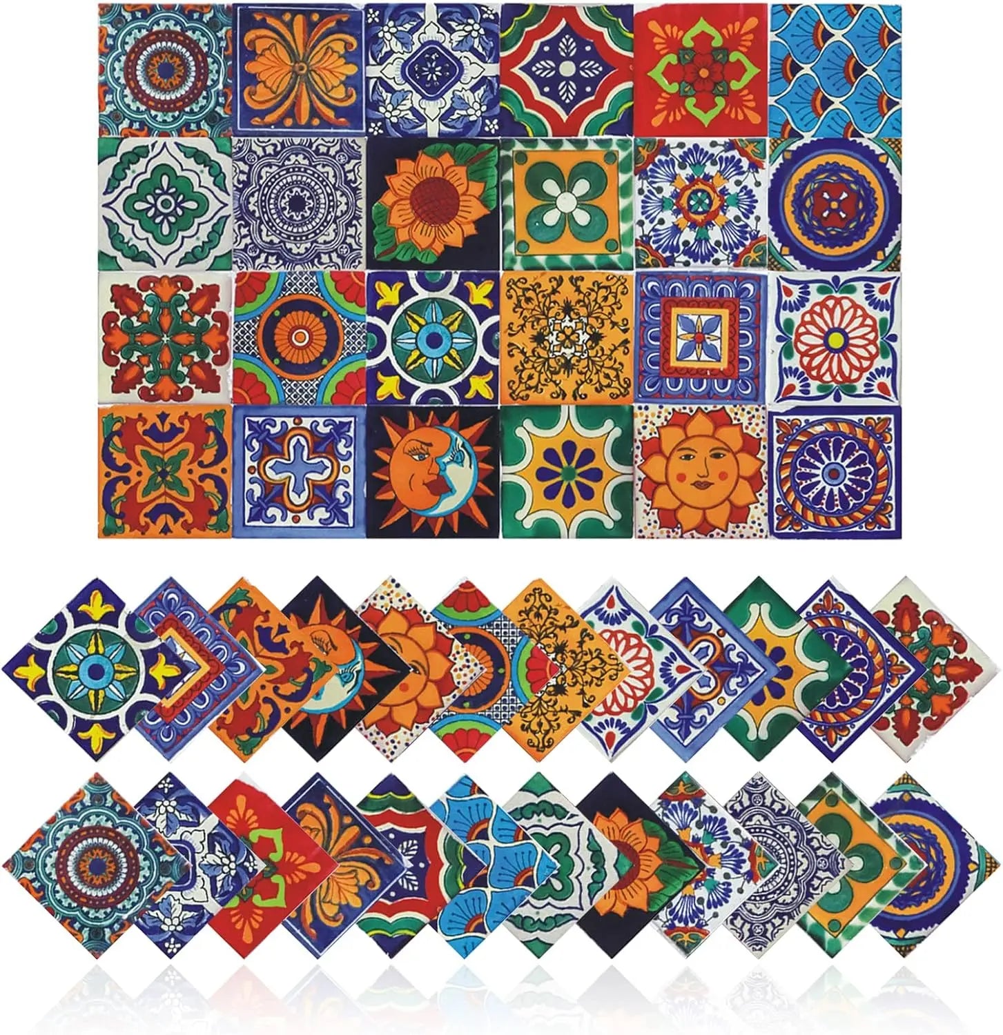 Tile Stickers Wall Decor Bathroom Kitchen Wall Deal Waterproof PVC Decoration 2D Sticker with Retro Design in in Mosaic Style