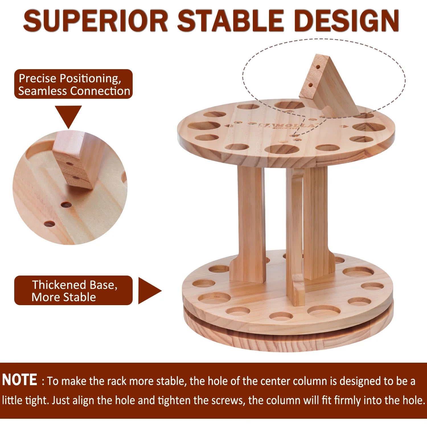 360° Rotation Wooden 12 Slots Round Fishing Rod Holder Upgrade And Strengthen Space Saving Storage Organizer Roove Fishing Gear