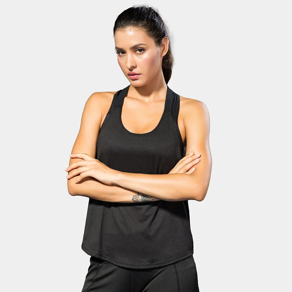 Áo Gym Nữ Hở Lưng Đen Năng Động - Daisan Mart