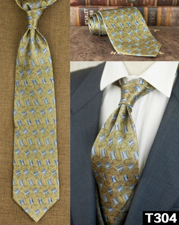 復古領帶，10厘米，100%真絲，抽象圖案