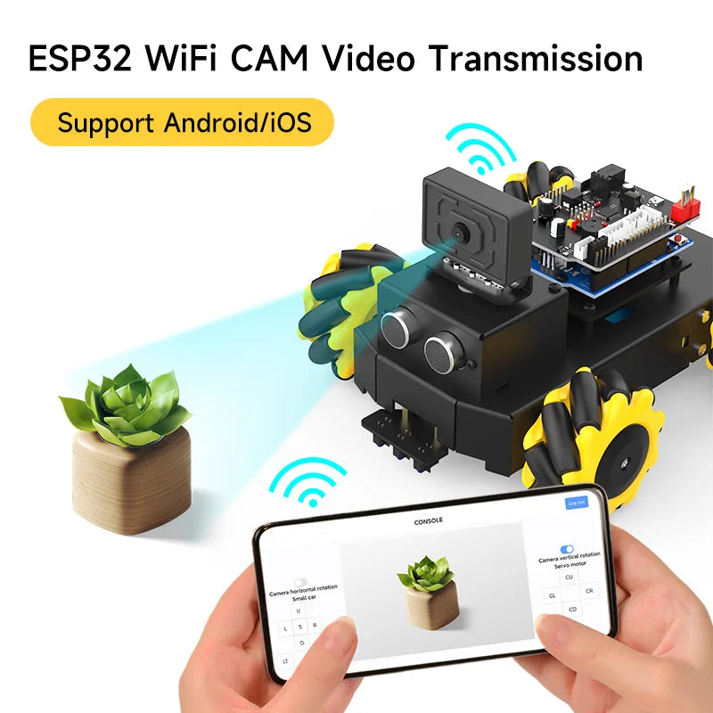 360 degree omnidirectional movement Roboduino V2 mental robot car with real-time video transmission function based on U-N-O R3 - Daisan Mart