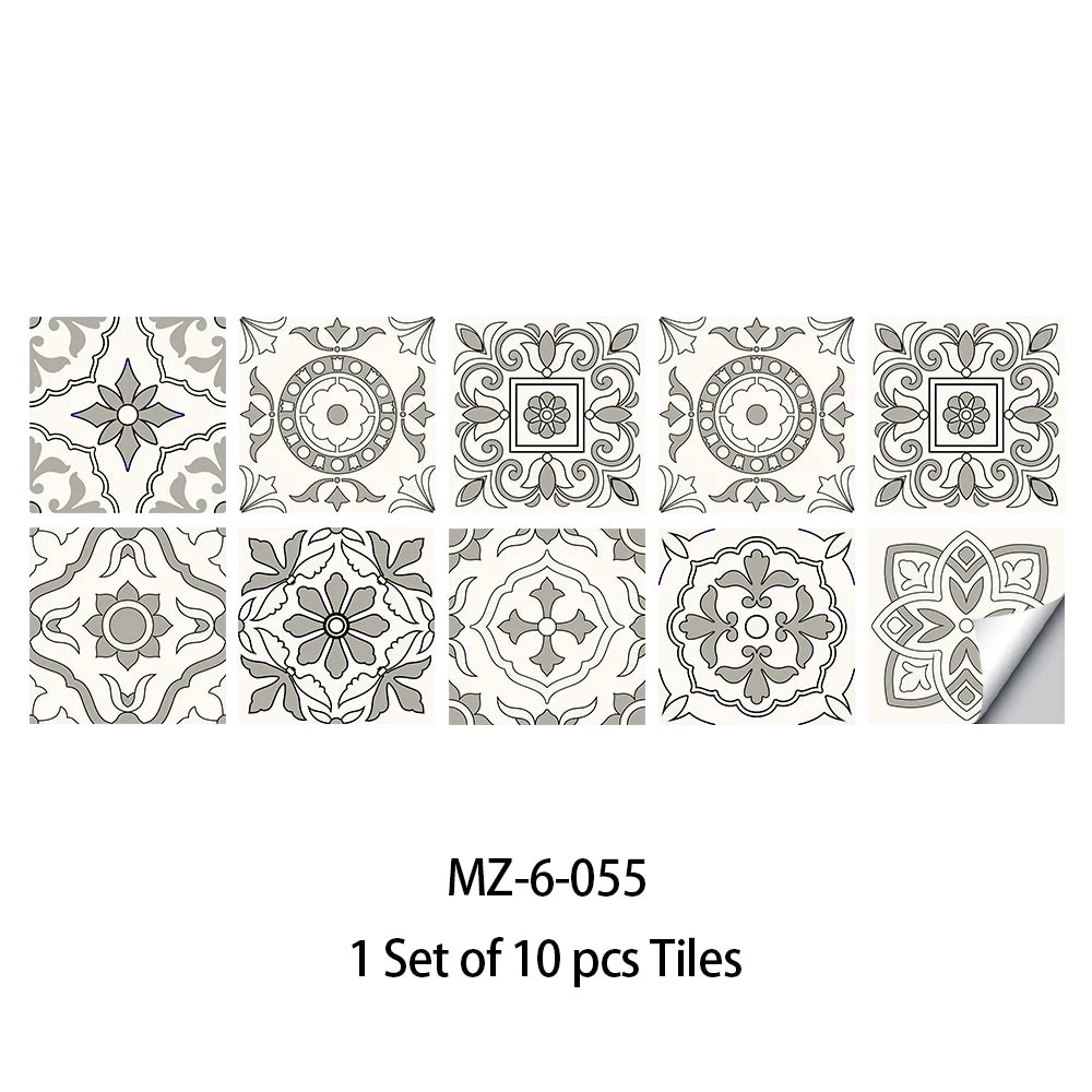 10pcs Blue &amp; Gray Matte Surface Wall Sticker Film For Tiles /Ground in Kitchen Backsplash Floor PVC Art Wallpaper Peel &amp; Stick