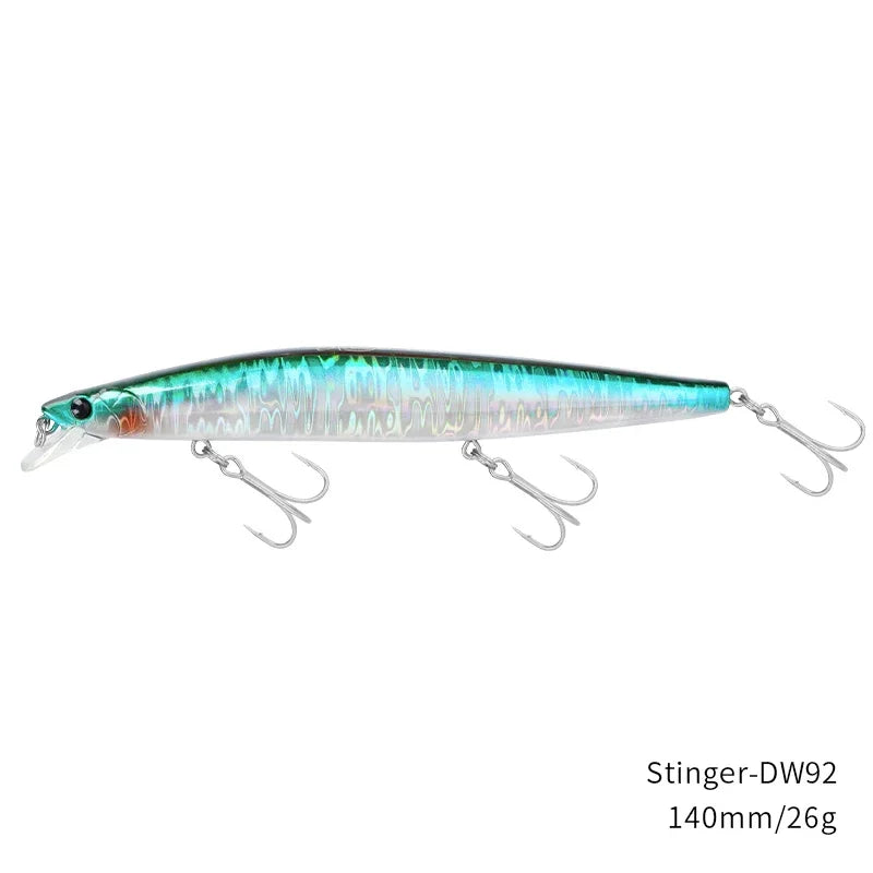 TSURINOYA Stinger 140S Fishing Lure Sinking Minnow DW92 140mm 26g Saltwater Seabass Ultra Long Casting Large Hard Baits Jerkbait