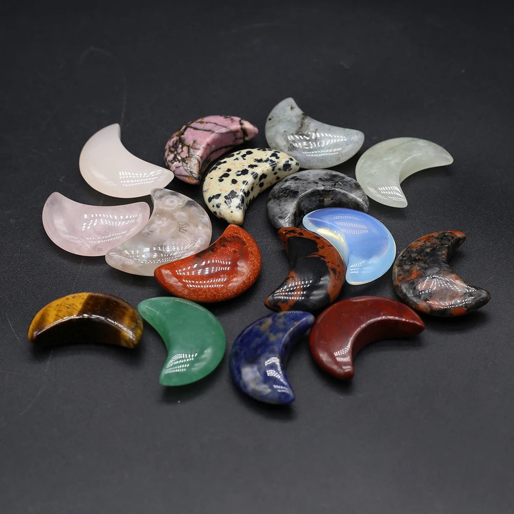 Feng Shui Rose Quartz Natural Stone Moon Statue