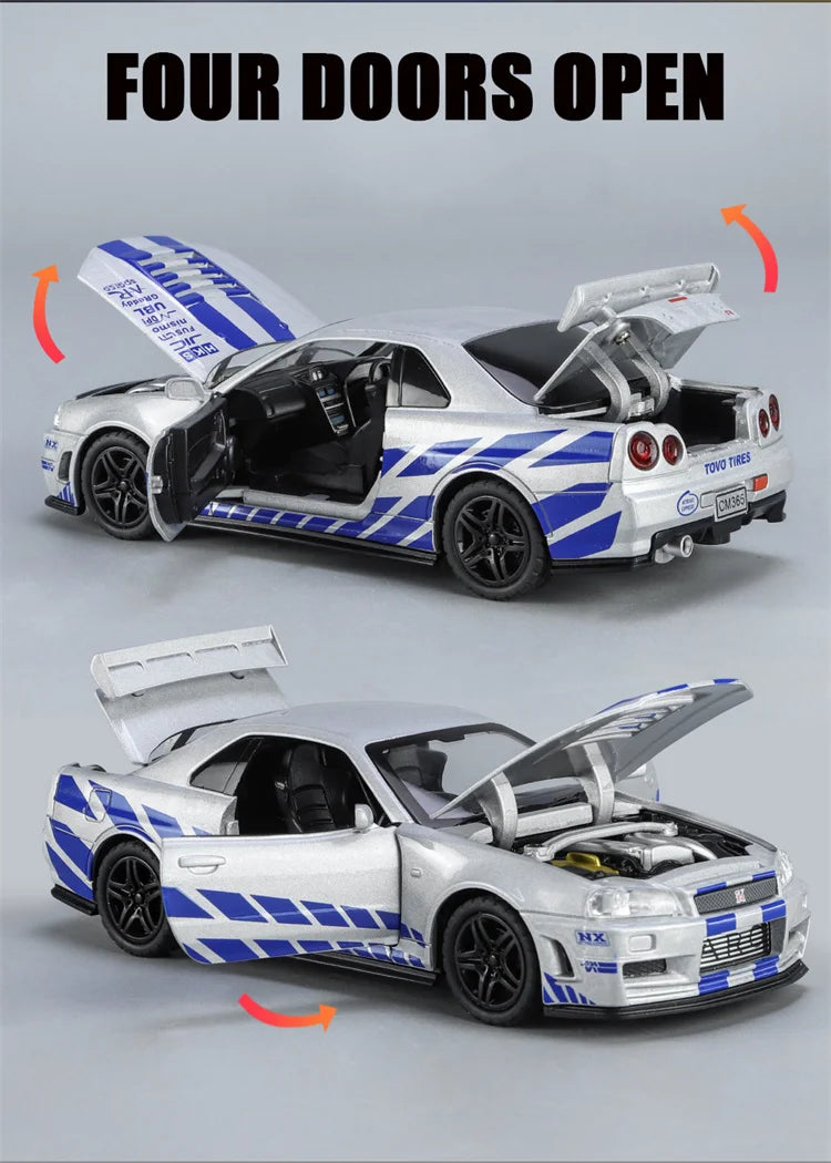 Mô Hình Xe Đua Hợp Kim 1:32 GTR R34 Cho Bé Trai - Daisan Mart