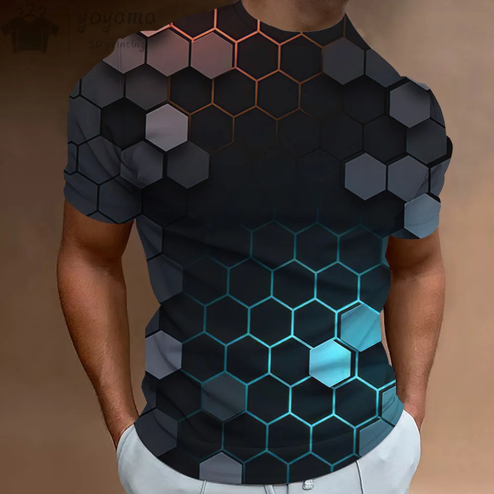 Men's Gym T-shirt with Dynamic Abstract Pattern Summer