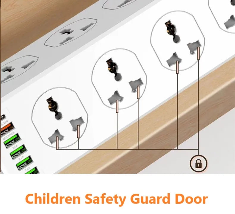 Ổ Cắm Đa Năng 10 Lỗ 4 USB 1 Cổng Sạc Nhanh Type C