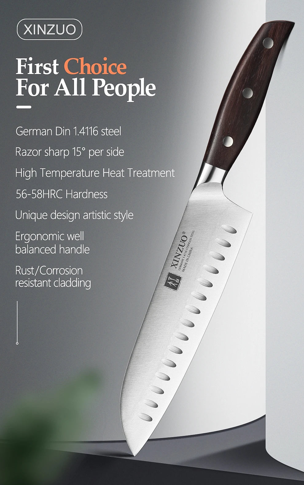 XINZUO 7-Piece Kitchen Knife Set Made of High-Quality German Steel