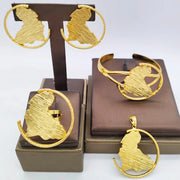 Luxury African Map Gold Jewelry Set Wedding