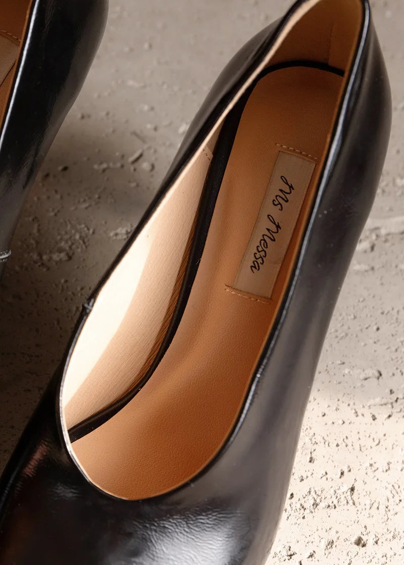 Giày Cao Gót Nữ Phong Cách Retro Pháp Da Thủ Công