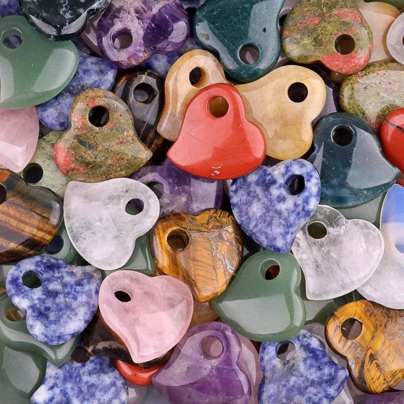 30MM Heart Shaped Quartz Healing Pendant