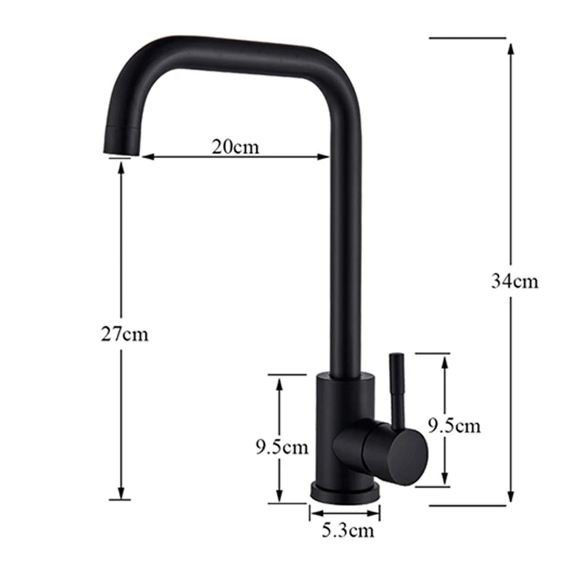 Matte Kitchen Faucet Deck Sinks Faucet High Arch 360 Degree Swivel Cold Hot Mixer Water Tap - Daisan Mart