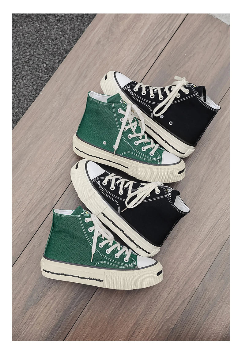 Giày Sneaker Nam Cổ Cao Phong Cách Đường Phố Xanh