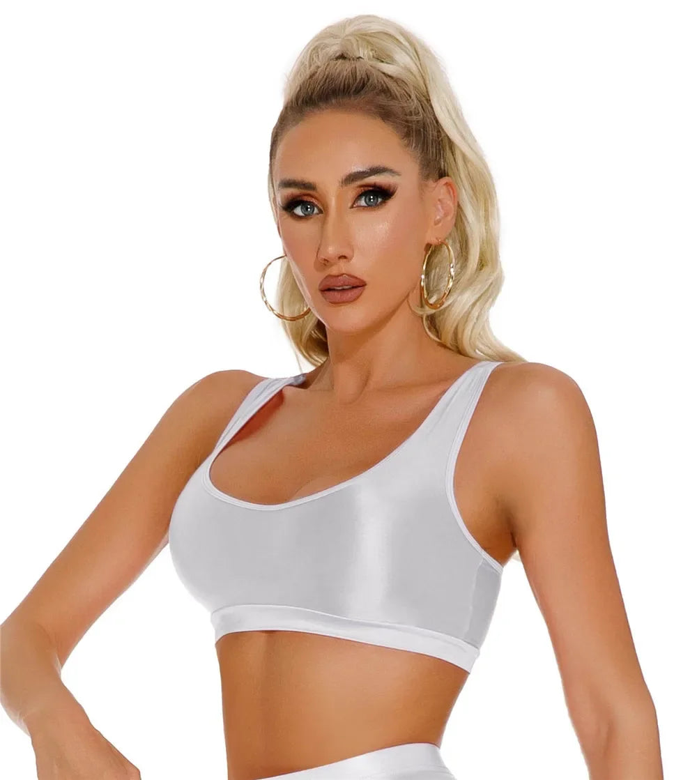 Women's Sexy Crop Top Bodycon Sports U-Neck