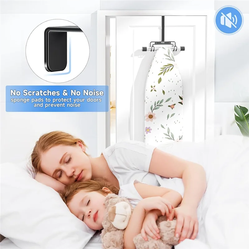 Ironing Board Hanger With Removable Hook, Over The Door& Wall Mount Ironing Board Holder Organizer Wall Rack
